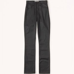 ☆Abercrombie & Fitch Black 90's Slim Straight Ultra High Rise Split Hem Pants☆
